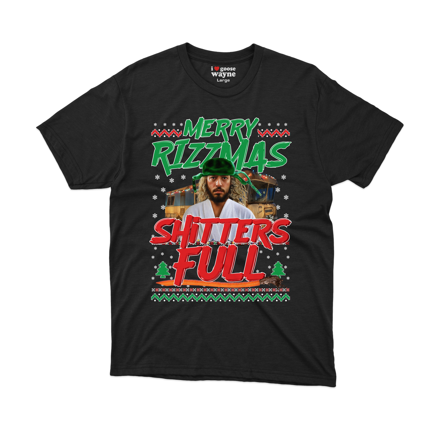 "Merry Rizzmas - Shitters Full" Cousin Goose Tee