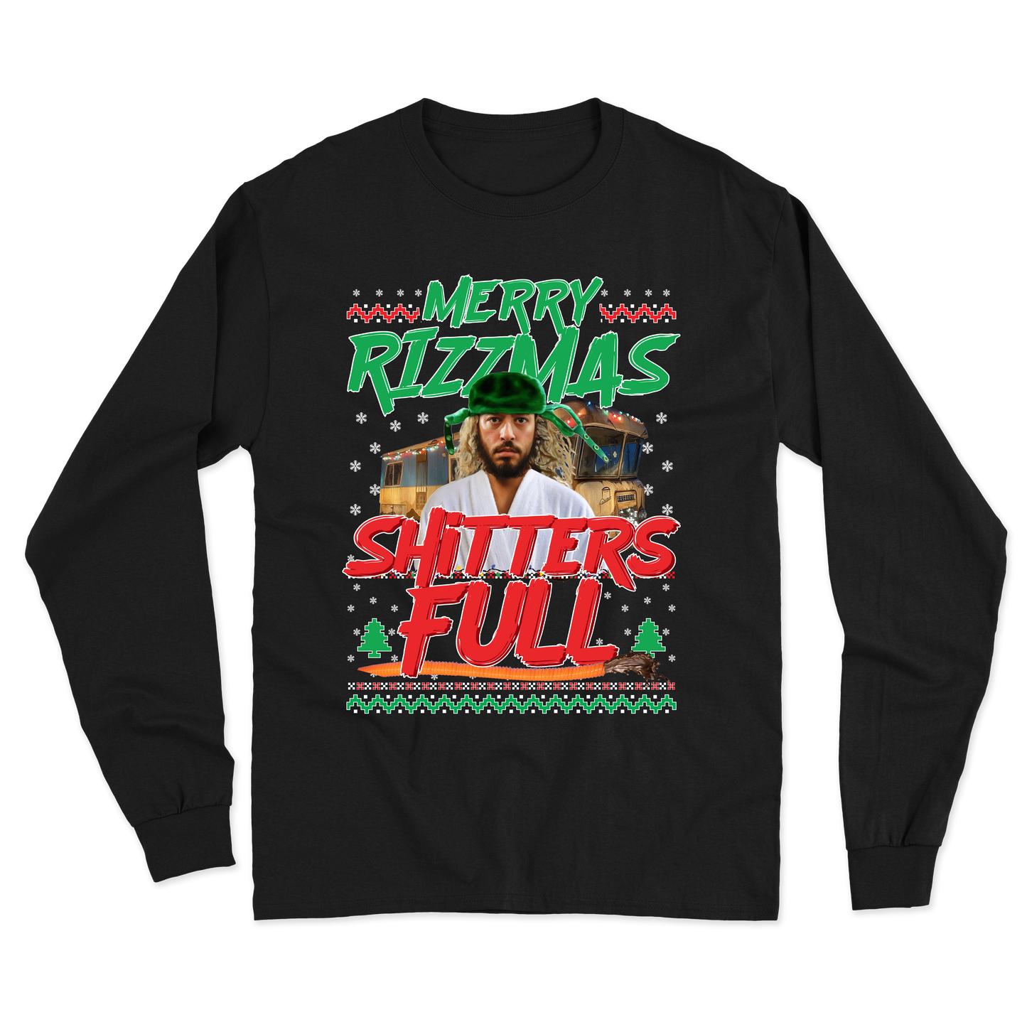 "Merry Rizzmas - Shitters Full" Cousin Goose Long Sleeve Tee