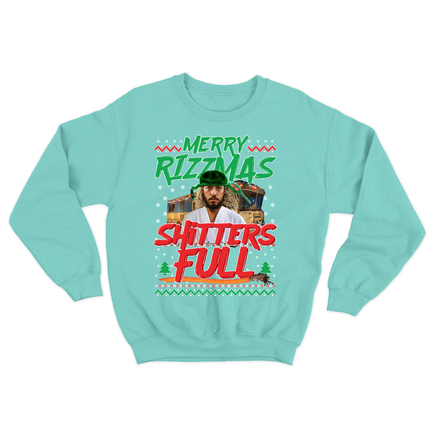 "Merry Rizzmas - Shitters Full" Cousin Goose Crewneck Sweatshirt