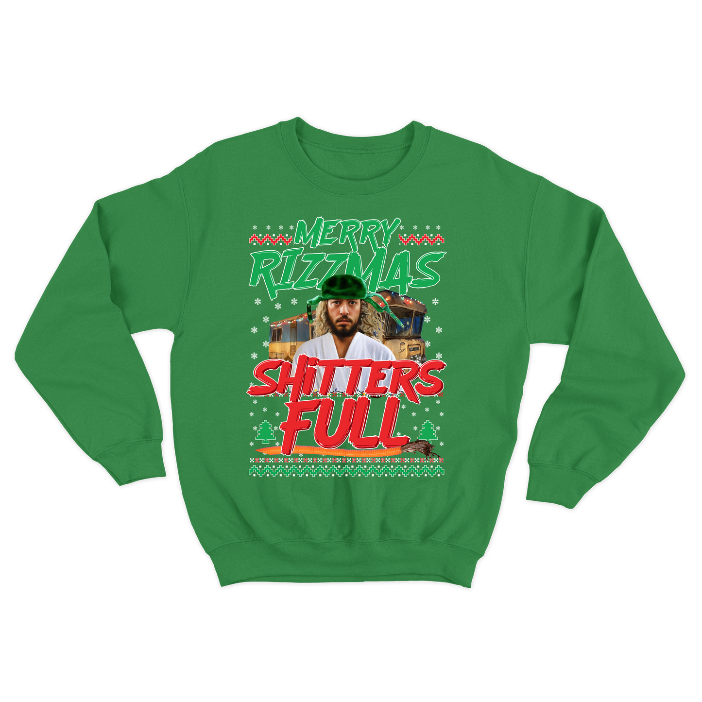 "Merry Rizzmas - Shitters Full" Cousin Goose Crewneck Sweatshirt