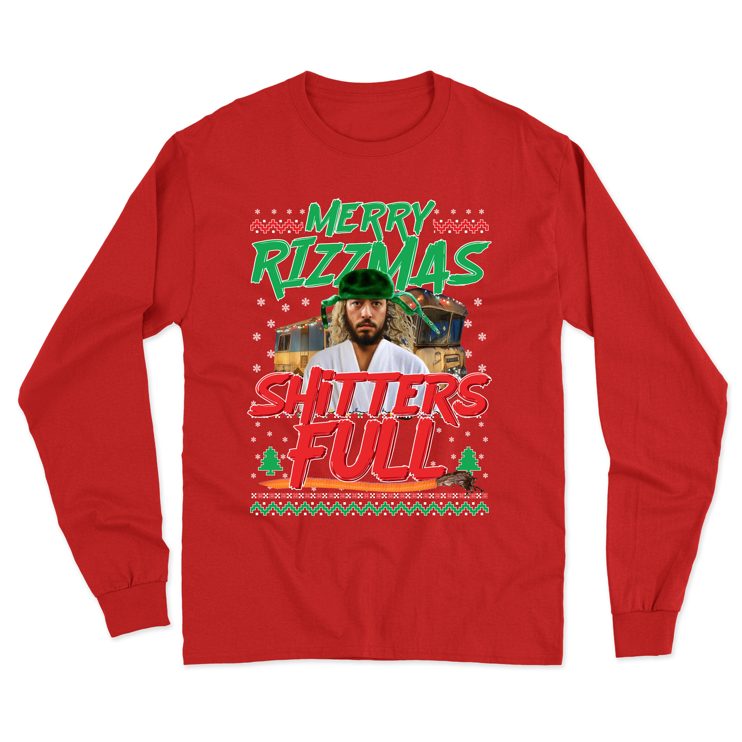 "Merry Rizzmas - Shitters Full" Cousin Goose Long Sleeve Tee