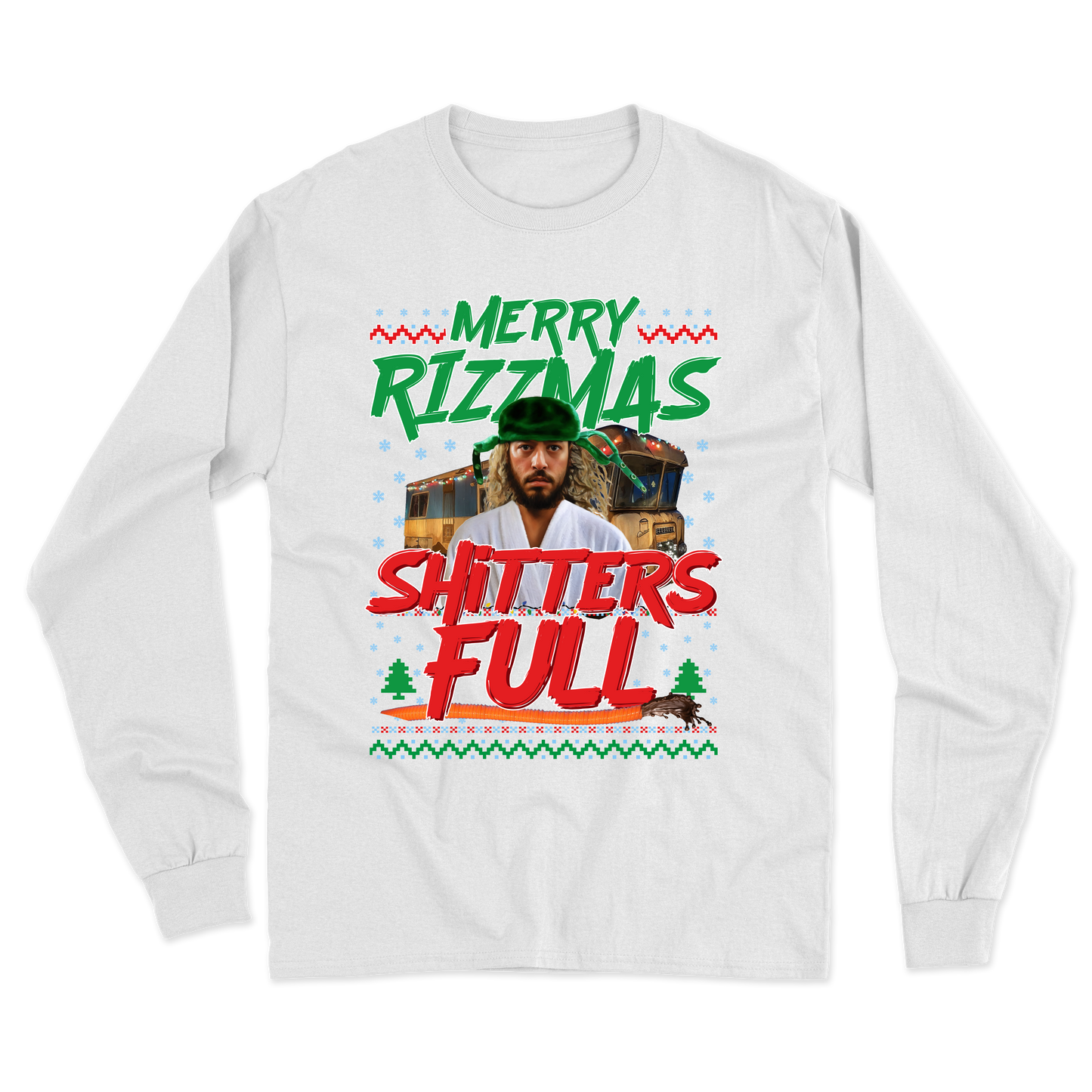 "Merry Rizzmas - Shitters Full" Cousin Goose Long Sleeve Tee