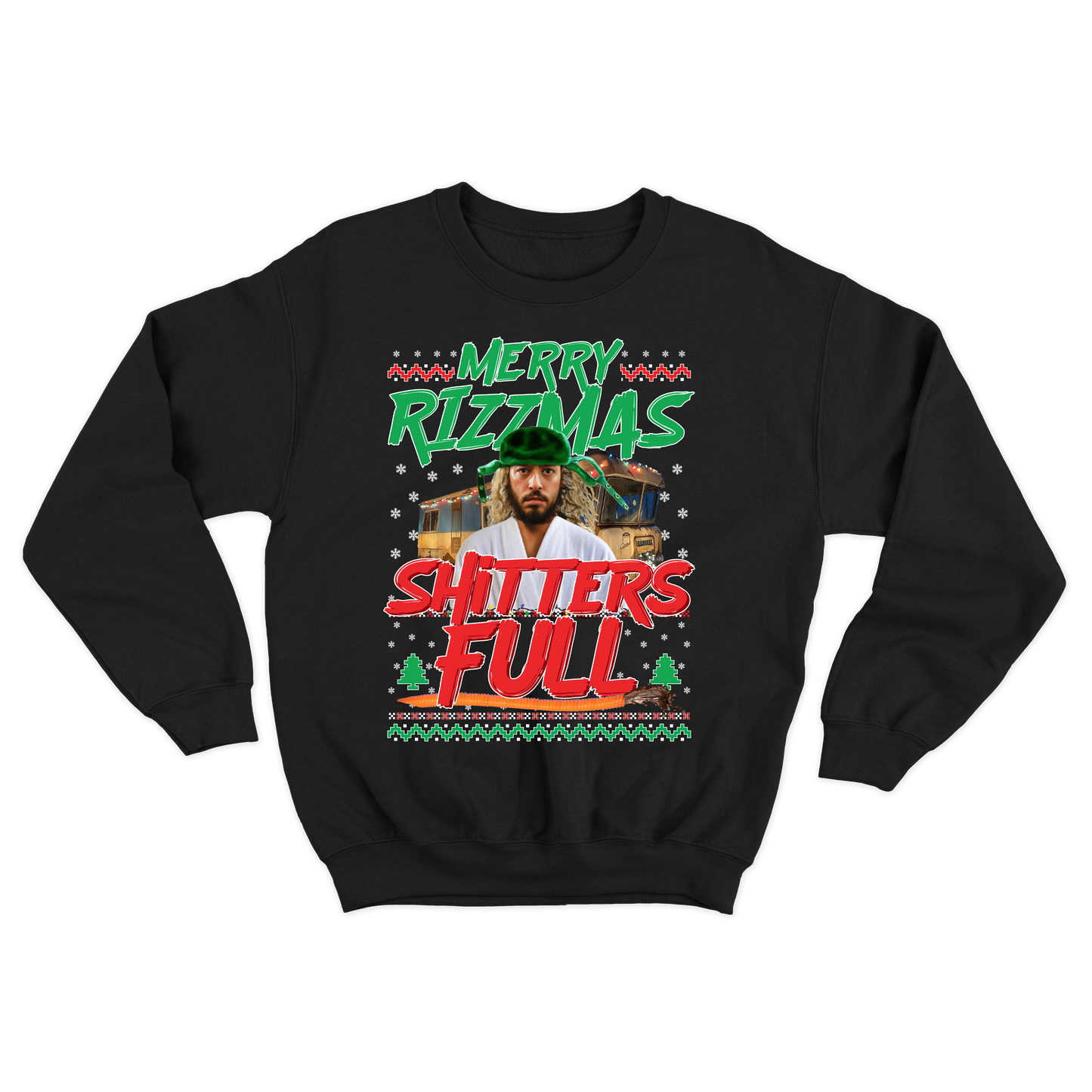 "Merry Rizzmas - Shitters Full" Cousin Goose Crewneck Sweatshirt