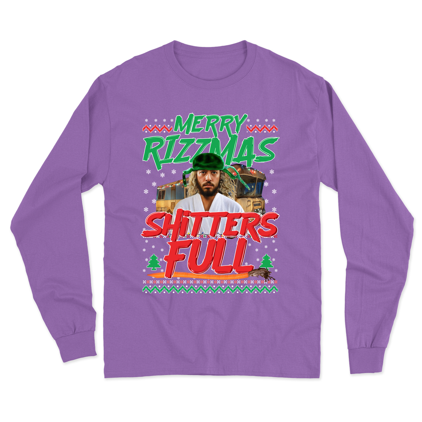 "Merry Rizzmas - Shitters Full" Cousin Goose Long Sleeve Tee