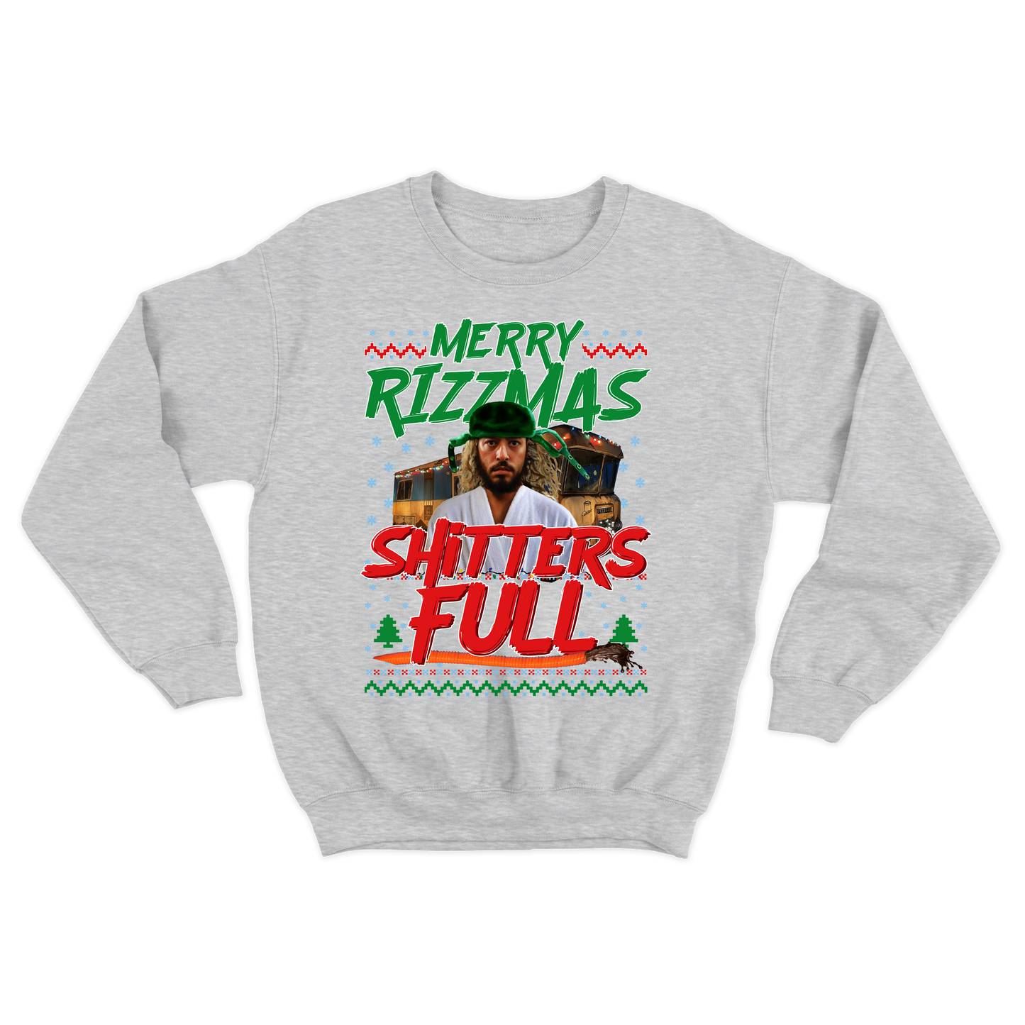 "Merry Rizzmas - Shitters Full" Cousin Goose Crewneck Sweatshirt