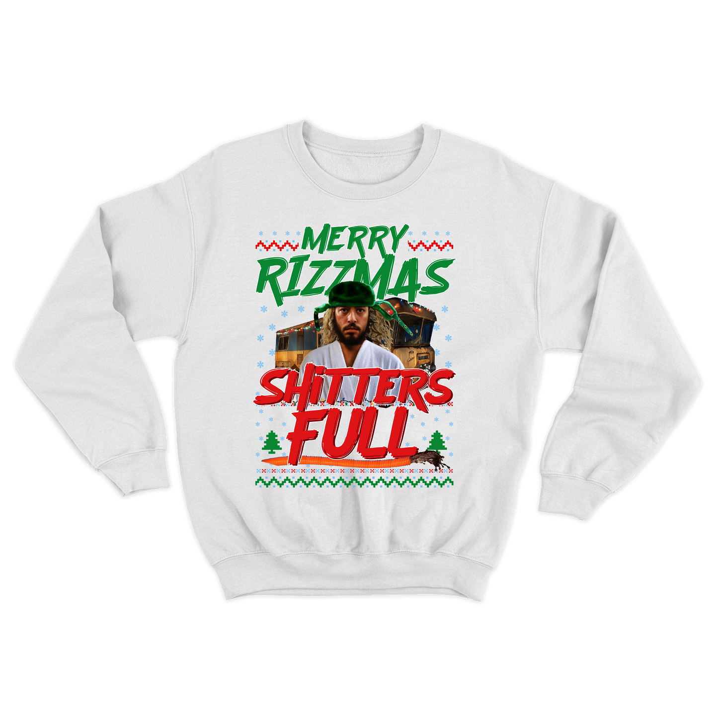 "Merry Rizzmas - Shitters Full" Cousin Goose Crewneck Sweatshirt